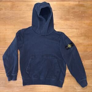 Stone Island Junior Boys Navy Blue Pullover Hoodie Size 10 Compass Patch